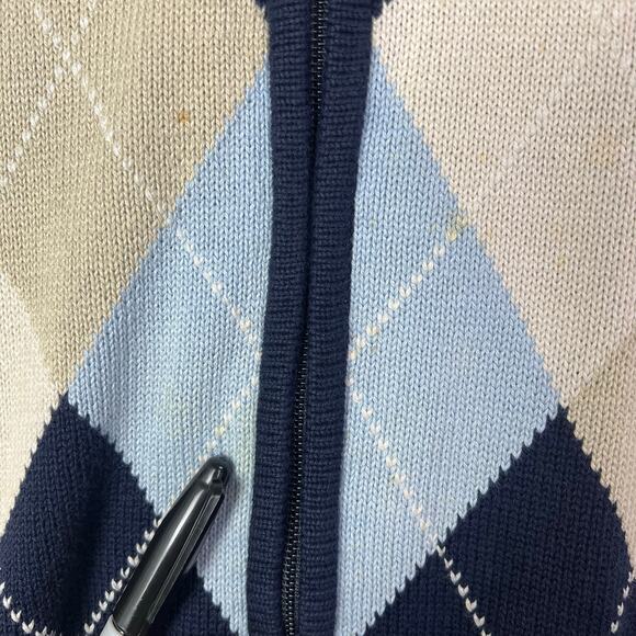 Lacoste Argyle‎ Blue Sweater Knit Full Zip Men's Size 6 - Picture 5 of 12